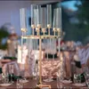 9 Köpfe goldener Metall-Kerzenständer, Kandelaber, Kerzenhalter, Ständer, Hochzeit, großes Event, Tischdekoration, Blumenvasen, Road Lead, Party-Dekoration