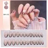 False Nails Black Border Nail Bow Short Stick Full Cover 완성 된 조각 인공 24pcs 프랑스 스타일 DIN889 PRUD22