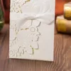 50pcs Laser Cut Invitations Card Rose Love Heart Greeting Card Customize lopes with Ribbon Wedding Party Supplies 220711