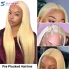 Vrouwen Haar Synthetisch 13x6 613 Honing Blonde kleur kant voor front menselijke pruiken voor HD transparante Braziliaanse remy 13x4 rechte frontale pruik 0527