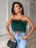 "Feather Sexy Women Stylish Crop Top - Trendy Solid Streetwear Skinny Vintage Shirt for Women - Casual and Fashionable Women's T-Shirt"