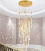 Water Drop Ceiling Chandelier Large Crystal Staircase Led Pendant Light Kitchen Island Living Room Restaurant Long Hanging Lamp