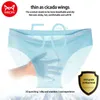 Miiow 3PCS Summer Ice Silk Men Briefs Ultra-cienki półprzezroczyste seksowne męskie majtki Pleszczowe bokserki