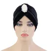 Nouveau femmes velours Turban chapeau perle musulman torsion couleur unie Hijab chimio casquette Vintage femme bandeau élégant foulard bonnets