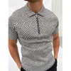 サマーメンポロシャツ半袖大量のルーズジッパーカラーマッチング服豪華な男性Tシャツトップ米国ヤード220329