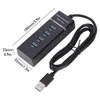 Hubs USB 4-Port Hub Splitter Extender 5Gbps USB3.0 Adapter Höghastighets anteckningsbok en-till-fyra 3 0 för WindowsUSB