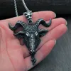 Pendentif Colliers Gothique Heavy Duty Hommes Satan Tête De Chèvre Collier Vintage En Acier Inoxydable Lucifer Mouton Moto BijouxPendentif