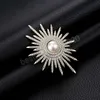 High-end Sun Flower Pearl Brooch Rhinestone Crystal Corsage Suit Scarf Buckle Lapel Pins Luxulry Jewelry Brooches for Women