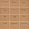 Gwiazda Znak Zodiaku 12 Kartonowe Naszyjniki Kryształ Urok Złoty Łańcuch Choker Naszyjniki Dla Kobiet Biżuteria Urodzinowa Biżuteria