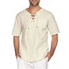 Summer Mens ShortSleeved Tshirt Cotton and Linen Led Casual Mens Tshirt Shirt Male Breathable S3XL 220521