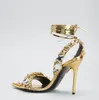 2022 Summer Sandals European and American Catwalk New Gemstone Wedding Shoes Fashion Fashion Fashion Fashion Toe Strap Strap Sandals بالإضافة إلى أحذية الحجم