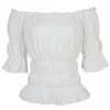 Bustiers & Corsets Corset Top White Gothic Blouse Plus Size Costume Collocation Striped Long Straps Bustier Vest Two Pieces KorsettBustiers