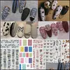 Aufkleber Aufkleber Nail Art Salon Gesundheit Schönheit Aufkleber 3D Trathin selbstklebend Leopard Schmetterling Eierschale Milchkuh Milch 2021 Neuer Stil Drop