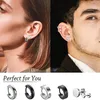 Stud 6 Pairs Of Hoop Earrings Men And Women Classic Punk Made Stainless Steel Cool Silver Black Moni22