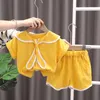 Kledingsets Baby Gilr Solid Sweet Casual Kids Girl Summer 2022 Koreaanse modedeksels Set Geboren schattig voor GirlClothing