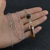 Natural Stone Bullet Healing Point Pendant Necklaces Tiger Eye Turquoise Aventurine Crystal Stone Quartz Hexagonal Necklace for Women Fashion Jewelry Gift