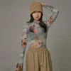 Корейские модные сетчатые топы с принтом эпохи Возрождения, прозрачные прозрачные топыKpop, дизайнерская одежда, футболки с воротником, японский CX220420