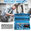 46 st -verktyg Set Car Repair Tool Kit Wrench Set Head Ratchet Pawl Socket SPANNER SCREWRIVER Professional Metalworking Tool Kit H220510