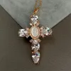 Shell Pearl Cubic Zirconia Micro Pave ketting Mary Cross Pendant ketting religieuze stijl voor vrouwen meisje
