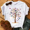 Frau Schmetterling Baum Print Harajuku Sommer T-shirts Casual Rundhals Kurzen Ärmeln Top T Shirt Frauen Schwarz T-shirt Drop Schiff 220526