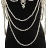 Retro advanced Pearls Crystal Body Jewelry Chain Sexyhandmade beaded Women Bridal wedding dress large necklace jewelry Accessor 228657591