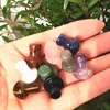 Decorative Objects & Figurines 20pcs Small All Kinds Of Gemstone Mushrooms Natural Rose Quartz Agate Crystal Buttom Mushroom HealingDecorati