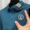 Haut de gamme 100 coton polo chemise hommes manches courtes marque tête de cerf broderie T-shirt été revers lâche décontracté mode haut 220614