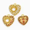 Pendanthalsband Red CZ Stone Brass Heart Necklace Charms för smycken som tillverkar DIY Guldtillbehör PDTA250 -tilltalad