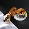 Bangle 1PC European Oil Drop Metal Gold Plated Wide Cuff Bracelets For Women Femme Bracelet Jewelry Raym22