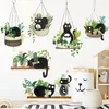 Black Cat Hanging Basket Wall Stickers for Living room Bedroom Kitchen Decor Wardrobe Tile DIY Decorative Decals Art Murals 220607