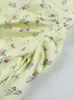 Asia Floral Summer Dress Women Spaghetti Straps Cowl Neck Prairie Chic Wrap Long Side Split Pleats Print Yellow es 220507