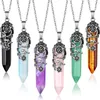 Pendant Necklaces Crystal For Women Girls Healing Stone Quartz Necklace Wire Wrapped Hexagonal amzmm