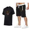 Summer Tracksuit Homens Marca Sportswear Shorts Conjunto de manga curta T-shirt de grade respirável e shorts Casualwear Basquete Treinamento