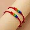 12Set Magnetic Par Armband för älskare Heart Match Kvinnor Män LGBT Rainbow Knot Rope Armband Gör ett Wish Card Smycken