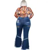 Pantalones de talla grande 2023, vaqueros de moda para mujer africana, vaqueros lavados con agujeros