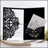 Greeting Cards Event Party Supplies Festive Home Garden Wedding Invitation Kits Spring Flower Laser Cut Pocket Bridal Card For Engagement