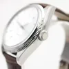 Автоматические механические часы для мужчин, кожаный ремешок, 40 мм, серебряный циферблат, мужские часы, пряжка, Montre De Luxe, водонепроницаемые, высокое качество