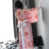 Etniska kläder sexiga geisha kimono för kvinnor japansk mode lös siden yukata klänning bandage vintage elegant chiffon sakura badrobes cardi