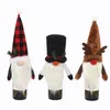 Fournitures de fête de Noël Chapeaux de Noël mignons Chapeau d'élan Chapeau sans visage Vieil homme Couverture de bouteille de vin Cadeaux de Noël Table Décor à la maison 6 2 mg D3