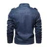 2022 New Luxury Genuine Leather Jacket Dermis Coat 4xl Blue Biker Jackets Mens Motorcycle Stand Zipper Leather Jacket Coats Plu L220801