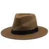 Mode été femmes hommes paille chapeaux de soleil avec large bord Panama chapeau pour plage Fedora Jazz chapeau taille 56-58CM