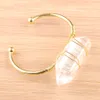 WOJIAER Rose Gold-farbe Wire Wrap Armreifen Armbänder Unregelmäßigen Kristall Manschette Armreif Fastion Natürliche Edelstein Stein Schmuck Geschenk BO932