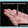 Fishing Hooks Sports Outdoors 5Pcs 48-100G Treble Lead Sinker Hand Grinding Hook Tip High Quality Yqhw Drop Delivery 2021 Nzose