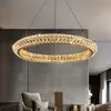 Hängslampor lyxiga kristallkronor för sovrum modern ring vardagsrum hem dekor ljus fixtur guld rund led kök ö hängande lam