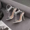 Kleding schoenen hoge hakken slippers ontwerper dames luxe puntige pompen dames schoenen sexy cross strap strass sandalen 220606