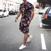 Summer Fashion Men s 2 Piece Set Tracksuits Casual Short Sleeves 3D Printed T shirt shorts Pants Suits Camisetas Ropa Hombre 220621