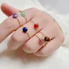 Bohème fait à la main pierre naturelle anneau pour femmes Vintage Quartz irrégulière perles rondes bague femme guérison Reiki bijoux