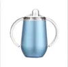 Sublimation Sippy Cups Baby Bottles Stainless Steel Wine Glasses Double Handles Tumblers Egg Cups with Handle Lid Breastmilk Feeding Milk Bottle Sea Ship YP357-2