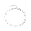 Link Chain Pure Silver Charm Bracelets For Lady 3mm Blade Wrist Bracelet Pulseira Femme 2022 Trendy Jewelry Accessories Party GiftsLink