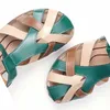 Sandaler kvinnor blandar färg klackar sommarskor kvinna gladiator kilar chaussures femme casual chalas mujer plattform skoessandals